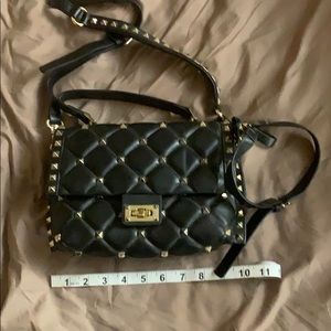 Handled Pyramid Stud Satchel Handbag